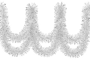 TranquilBliss 50 Feet Christmas Garland, Non-lit Soft for Indoor Decor or Outdoor Use, Premium Quality, for Party Decorations, Stairs, Railing, Closets, Windows, Birthday Party (Silver)