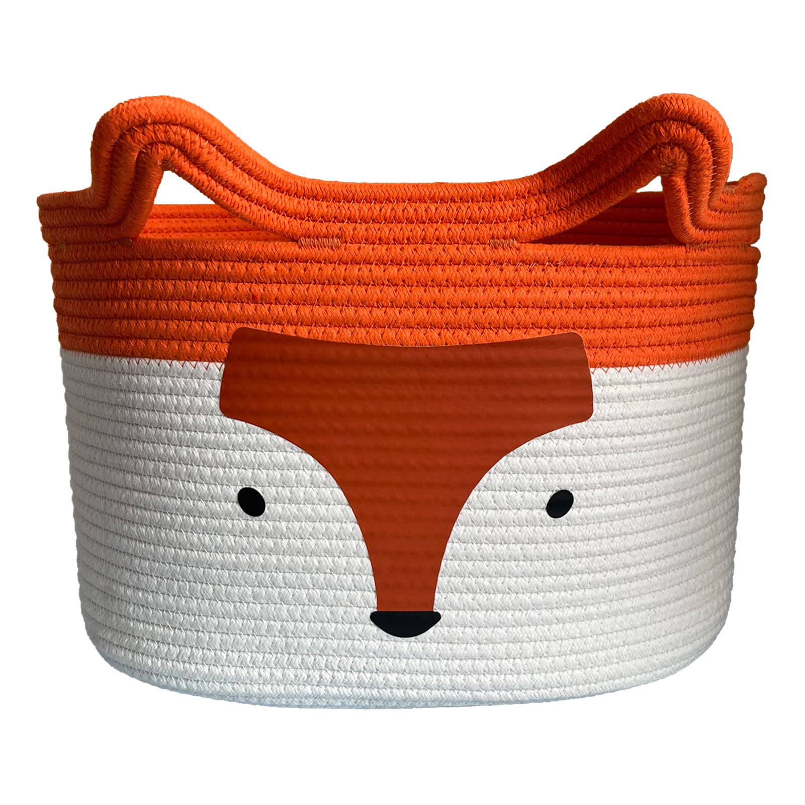 Bigepige Toy Storage Basket, Kids Laundry Basket Foldable, Baby Hamper Woven Rope Basket For Nursery Fox Decor Bedroom, Toy Storage Box For Boys Girls Dog Cat(L)