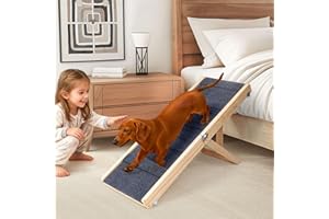 iPetba Dog Ramp for Bed & Couch for Small Dogs - Joint-Friendly, Anti-Slip, Folding, Adjustable, Portable, Up to 35 lbs