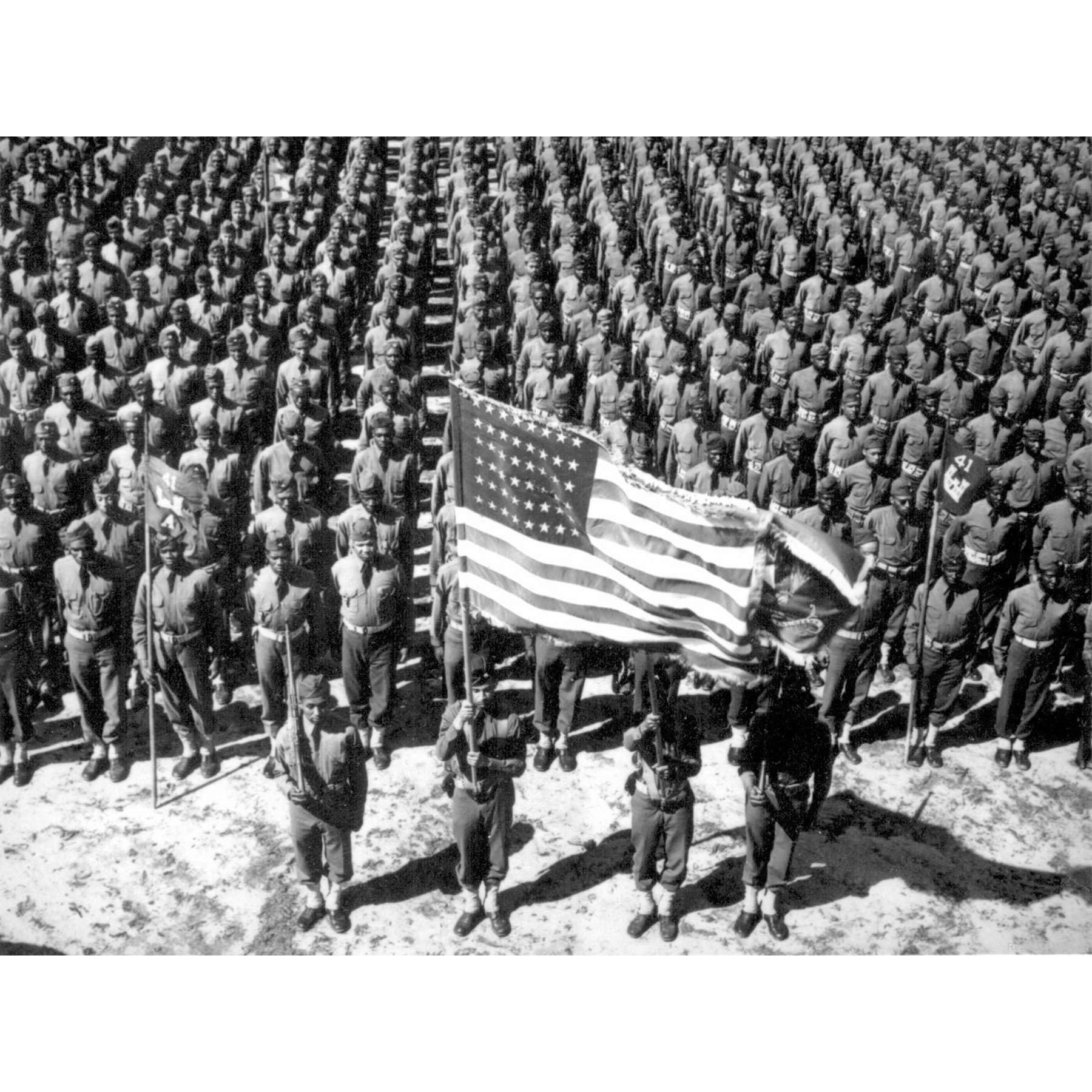 War WWII USA African American Soldiers Parade Photo Large XL Wall Art Canvas Print