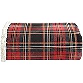 Eddie Bauer - Blanket, Super Soft Reversible Sherpa & Brushed Fleece Bedding, Throw Blankets for Couch, Ideal for Lounging (Mountain Tartan Red)