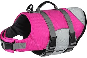 Dogcheer Dog Life Jacket, Reflective Dog Life Vest for Swimming Boating, Adjustable Puppy Swim Vest Ripstop Pet PFD Flotation Vest Preserver Small Medium Large Dogs - Pink Gray XL