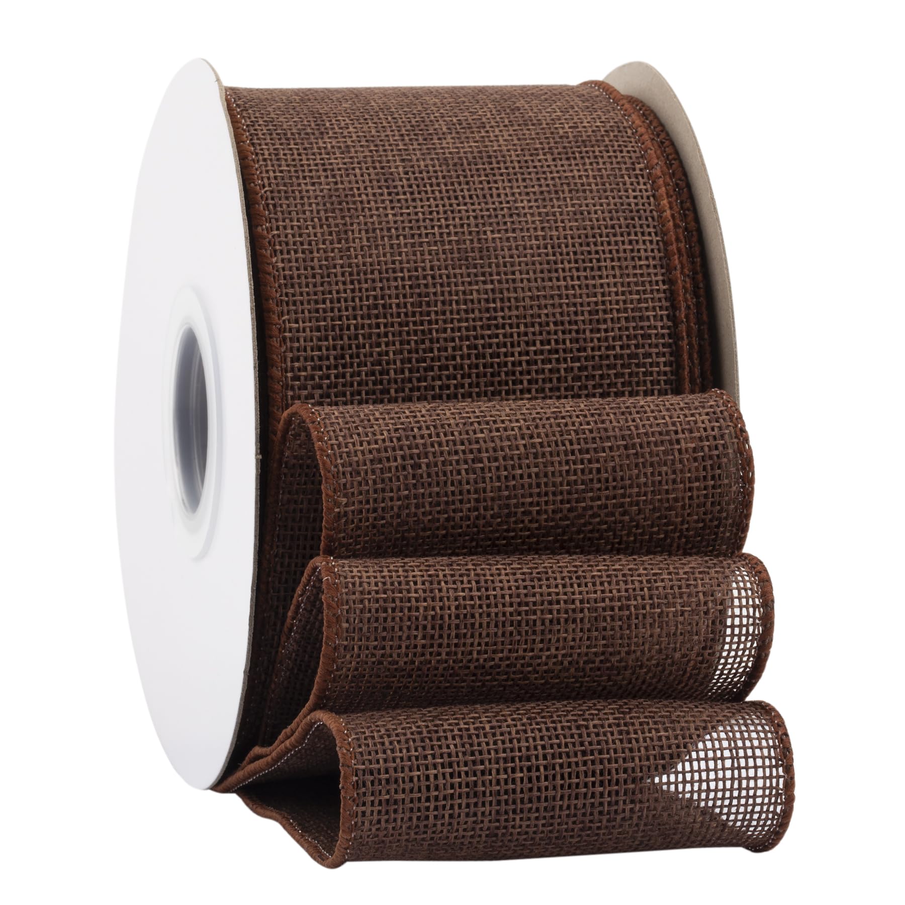 Ribbonitlux Brown Burlap Wired Ribbon, 75mm x 18 Meters, Wired Edge Burlap Ribbon for Gift Wrapping, Big Bow, Wreath, and Christmas Tree Decoration