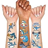 Cute Shark Temporary Tattoo for Party Supplies, 70+ PCS Pre- Cut Shark Tattoos Stickers for Birthday Parties, Shark Tattoos for Adults Party Favor, Waterproof Tattoos.