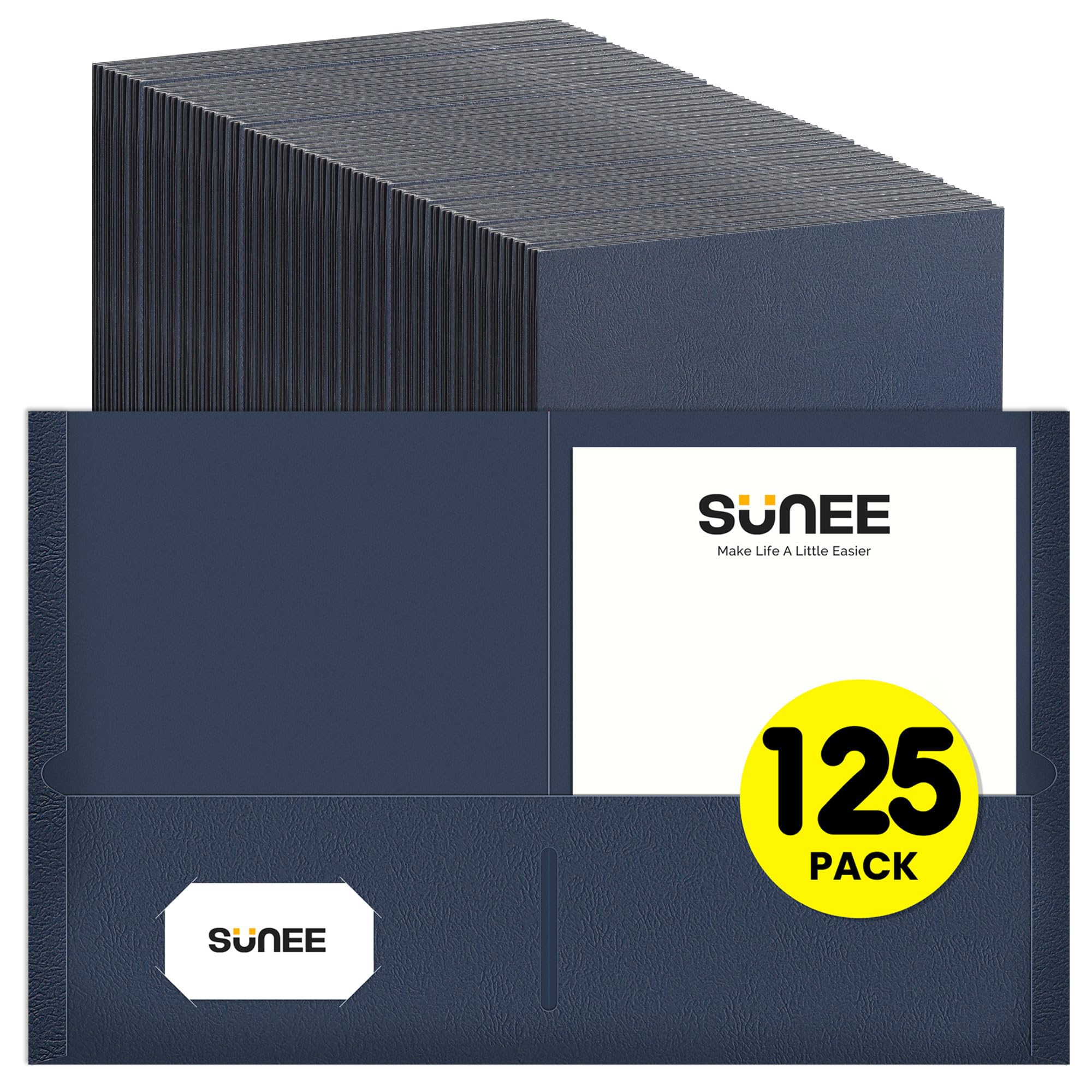 Photo 1 of SUNEE Folders with Pockets(125 Pack, Dark Blue), 2 Pocket Folders Fit Letter Size Paper, Paper File Folder for School Office Home Business