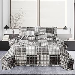 Ycosy King Size Quilt Set Bedding Plaid Patchwork