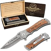 ZIPYOODU Personalized Pocket Knife Custom Gifts for Men Boyfriend, Wood Box | Customized Engraved Knife Dad Him Groomsmen Gift for Anniversary Birthday Fathers Day Custom Knife