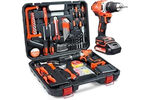 PKPEREKOND 108 Pcs Cordless Drill Set, Brushless Motor 21V Electric Power Drill with Battery and Charger, 530in-lbs 3/8'' Keyless Chuck Drill Driver Kits, Tool Box Set for Repair Home Tool Kit