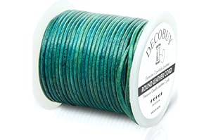 DECOBUY Leather Cord for Jewelry Making, Round Cording 1.5 mm Rope, 27 Yards Used for Crafts, Necklace String, Braiding - Distressed Blue