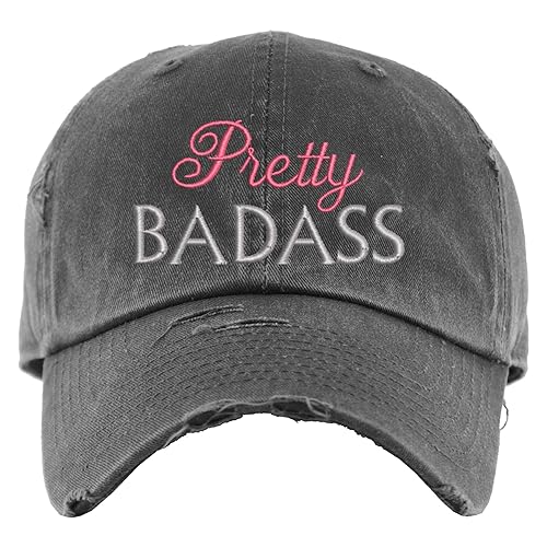 Pretty Badass Hat Distressed Baseball Cap OR Ponytail Hat