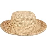 Scala Women's Crocheted Packable Raffia Hat