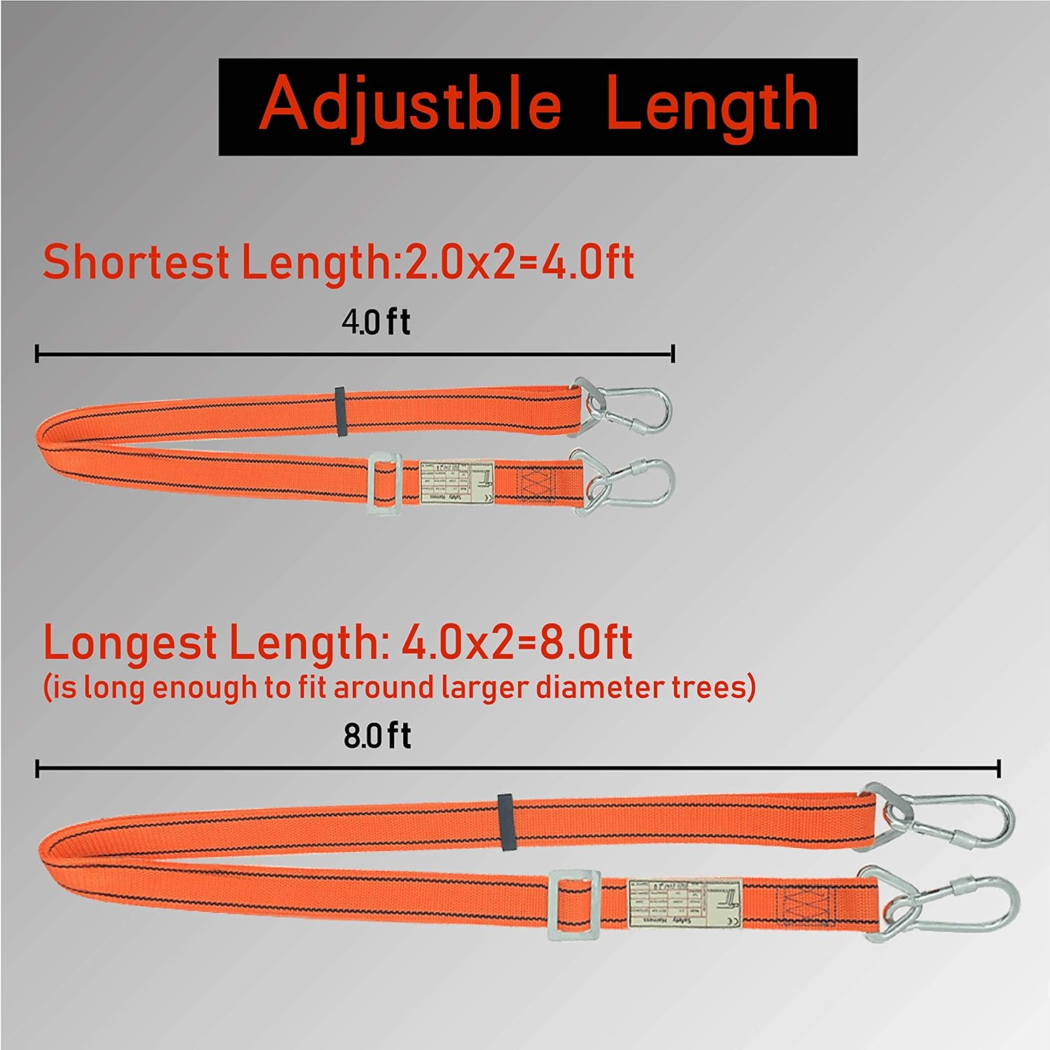 Trsmima Hunting Safety Harness, Safety Lanyard Adjustable Tree Climbing Belt Restraint Lanyards for Hunting, Hanging Stand, Tree Work, Installing Steps, Rescue, Linemans Belt, Emergency Gear - - 