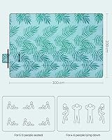 SONGMICS Picnic Blanket 300x200 cm Large Waterproof Mat Fern Pattern Blue view 6