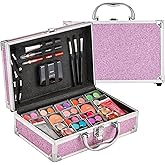 Anpro All-In-One Makeup Kit for Girls 10-12 with Case, Pro Teen Makeup Set, Tween Makeup Kit for Teens Women, Full Starter Make Up Kit with Brushes, Lipstick, Eye Shadows Palette, Blushes, Glitter Gel
