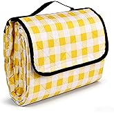 Wapodeai Outdoor Picnic Blankets, 60''x 80'' Waterproof and Foldable - Durable, Spacious, and Portable Camping Blanket for Families, Perfect for Hiking/Beach/Park, and Nature Excursions(Yellow)