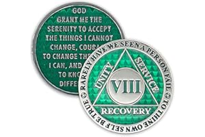 THE TOKEN SHOP 8 Year Sobriety Coin | Legacy AA Chip | Thick Triplate Recovery Anniversary Token (Green)