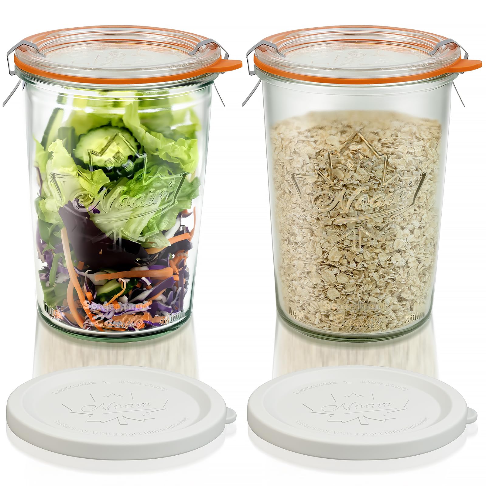 Photo 1 of *USED*
Freshmage Canning Jars 27 oz 2 Pack, Sourdough Starter Jars with 2 Lids Per Jar (Glass Sealing Lid & Plastic Lid), 800ML Wide Mouth Airtight Glass Storage Containers for Pickles, Yogurt, Pasta, Cereal