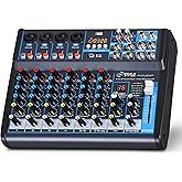 Pyle 8 Channel DJ Audio Mixer, Bluetooth, DSP FX, USB, Audio Interface | +48V Phantom Power, 16Bit DSP Processor, USB-A MP3 Player