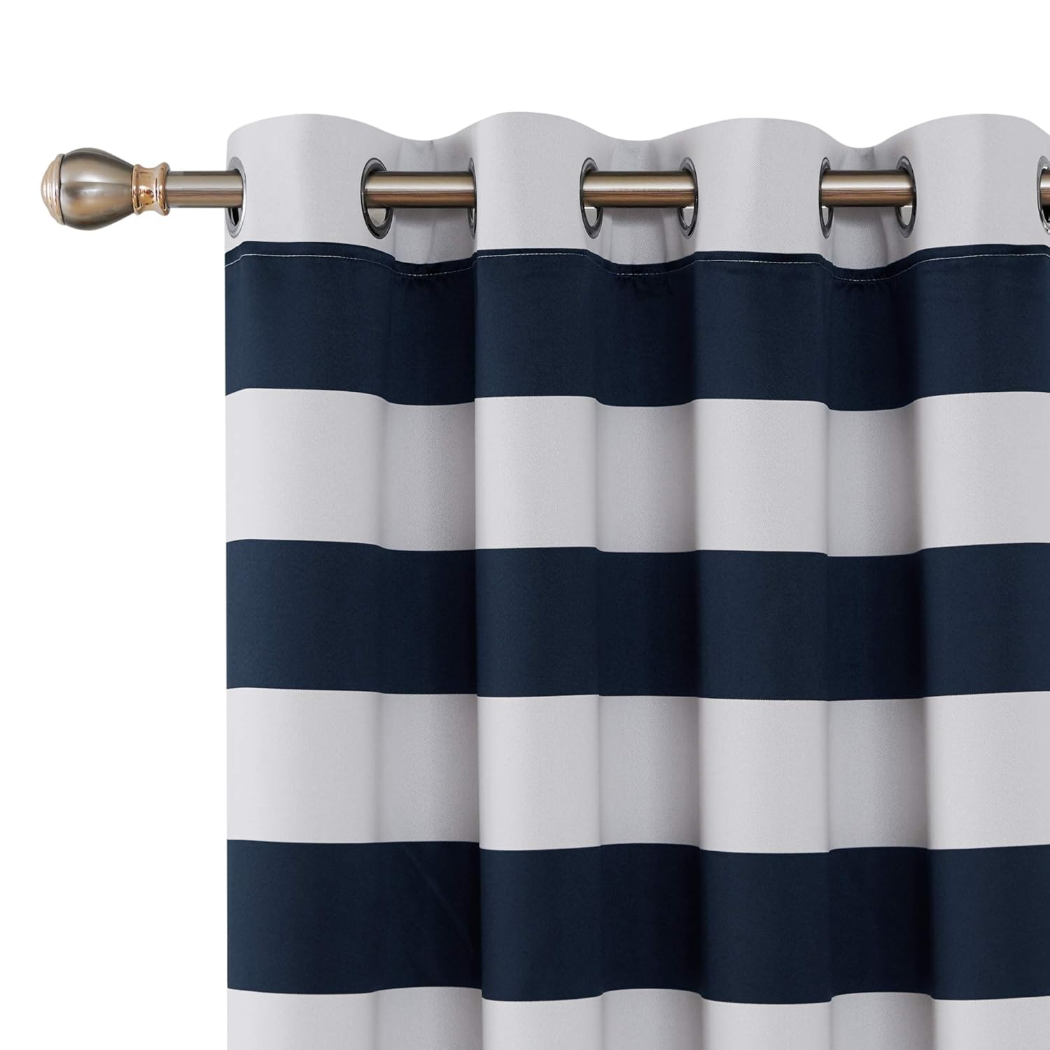 Deconovo Navy Blue Striped Blackout Curtains Grommet Nautical Navy