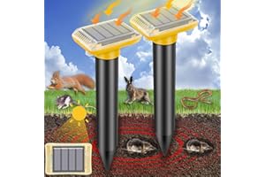 PROTECKER Ultrasonic Mole Repellent Outdoor, 2024 Solar-Powered Gopher Mole Repellent for Lawn, Waterproof Mole Killer Traps for Yard, Effectively Repels Gophers Snake Chipmunks Voles Groundhogs（2pack-Yellow）