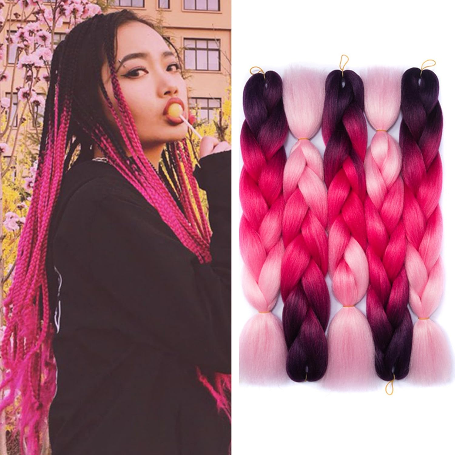 Amazon Com Yrenrea Hair 24 Ombre Kanekalon Jumbo Synthetic