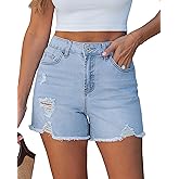 luvamia Jean Shorts for Women Trendy High Waisted Ripped Distressed Raw Hem Stretchy Denim Shorts Country Concert Outfit