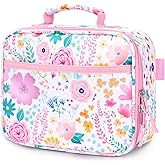 mibasies Kids Lunch Box for Girls Toddler, Insulated and Reusable Lunch Bag for School, Flower Pink