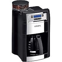 KRUPS Grind and Brew Auto-Start Maker with Builtin Burr Coffee Grinder, 10-Cups, Black
