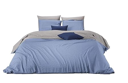 Aminata Kids - Wende-Bettwäsche-Set 200-x-200 cm Uni-Farben-Motiv Zwei-farbig-e 100-% Baumwolle Renforce hell-grau-e anthrazi