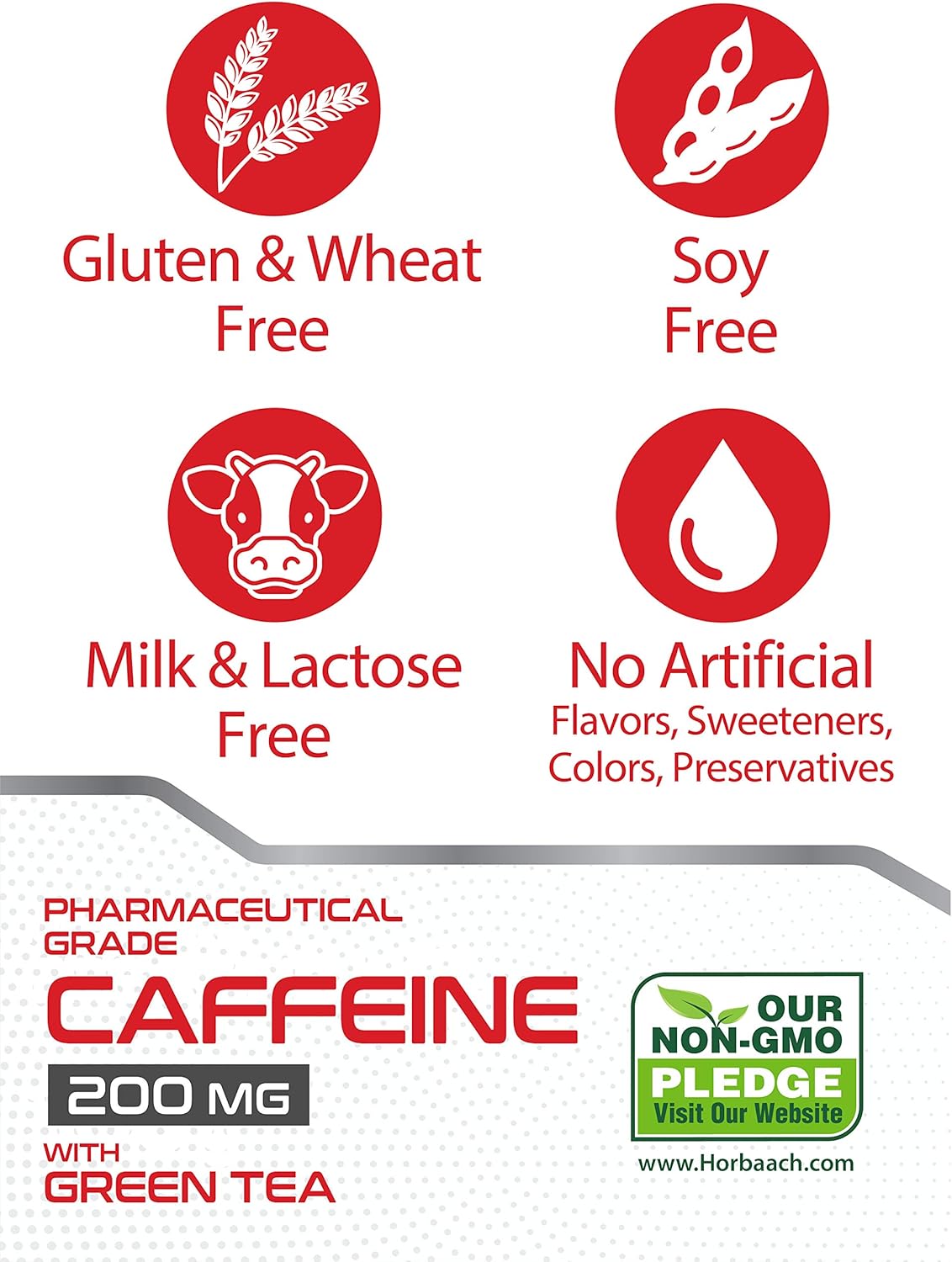 Caffeine Pills 200mg with Green Tea | 300 Tablets | Vegetarian, Non-GMO & Gluten Free | by Horbaach: Health & Personal Care