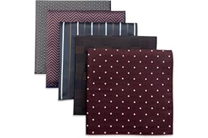 S&W SHLAX&WING 5 Pack Men's Pocket Squares Set 12.6" Formal Handkerchiefs for Suits Weddings Tuxedos Assorted Colors Patterns