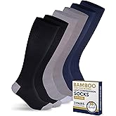 Pembrook Bamboo Viscose Light Compression Socks - 3 Pairs | 8-15 mmhg Compression Socks | Knee High Comfort Support Socks