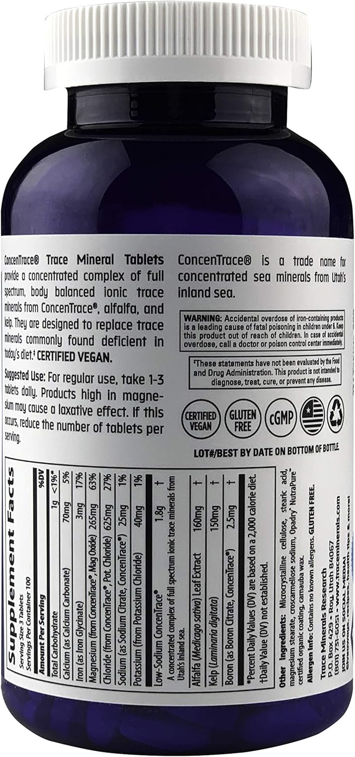 CONCENTRACE Trace Mineral Tablets 90 tab. PH Buffer, Magnesium, Ionic, Vegan, Gluten Free, Hydration, Electrolytes.: Health & Personal Care