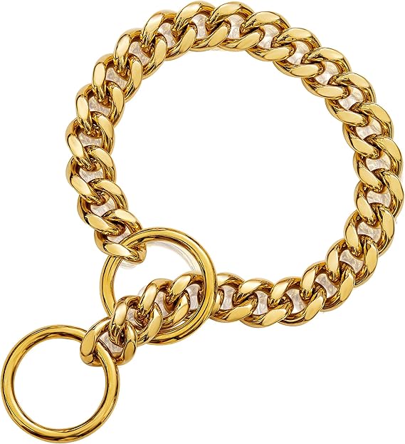 Gold Chain Dog Collar Heavy Duty Metal ChewProof 15MM P