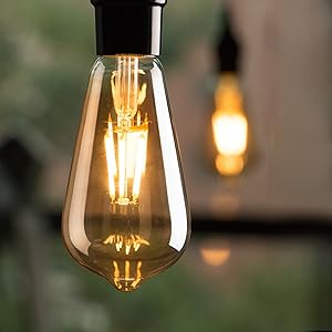 4 Pack Vintage LED Edison Light Bulbs, Dimmable 6-Watt ST64 A19 LED Replacement Bulbs 60 Watt Equivalent, Antique Filament Bulbs for Cage Pendant Lights Wall Sconces Ceiling and Chandelier, Amber Warm