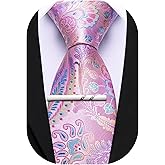 Barry.Wang Paisley Tie for Men Silk Woven Necktie and Tie Clip Set Wedding Party Business Formal