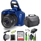 Minolta 64 Mega Pixels Auto Focus Digital Camera with 10x Optical Zoom, 4K Ultra HD Video and Macro Shooting, Bundle with 32 GB Memory Card + Vlogging Tripod + Cleaning kit + More Accessories (Blue)