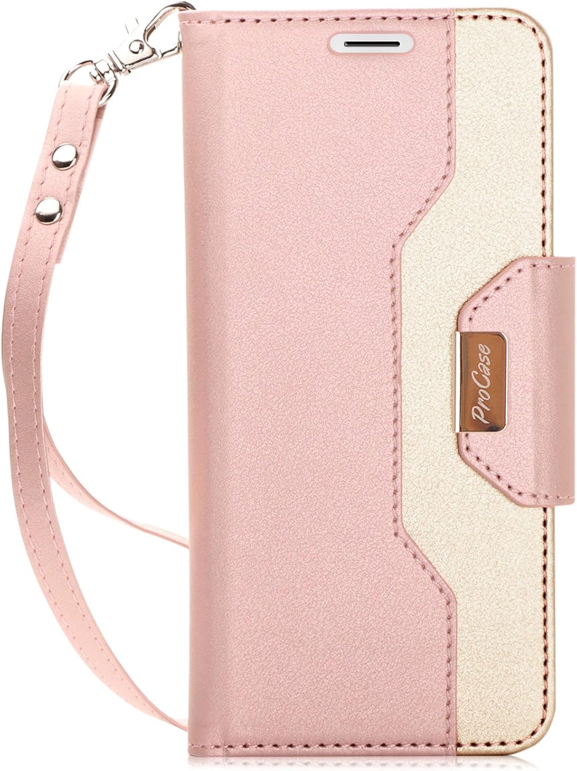 ProCase Galaxy S9 Wallet Case, Flip Kickstand Case with Card Holders Mirror Wristlet, Folding Stand Protective Book Case Cover for 5.8 Inch Galaxy S9 (2018 Release) -Pink
