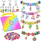 BDBKYWY Girls Charm Bracelet Making Kit - Kids Unicorn Jewelry Supplies Make Set DIY Art Craft Set Birthday Gifts for 3 4 5 6 7 8 Year Old Girl Toys Age 6-8