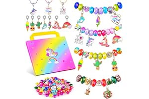 BDBKYWY Girls Charm Bracelet Making Kit - Kids Unicorn Jewelry Supplies Make Set DIY Art Craft Set Birthday Gifts for 3 4 5 6 7 8 Year Old Girl Toys Age 6-8