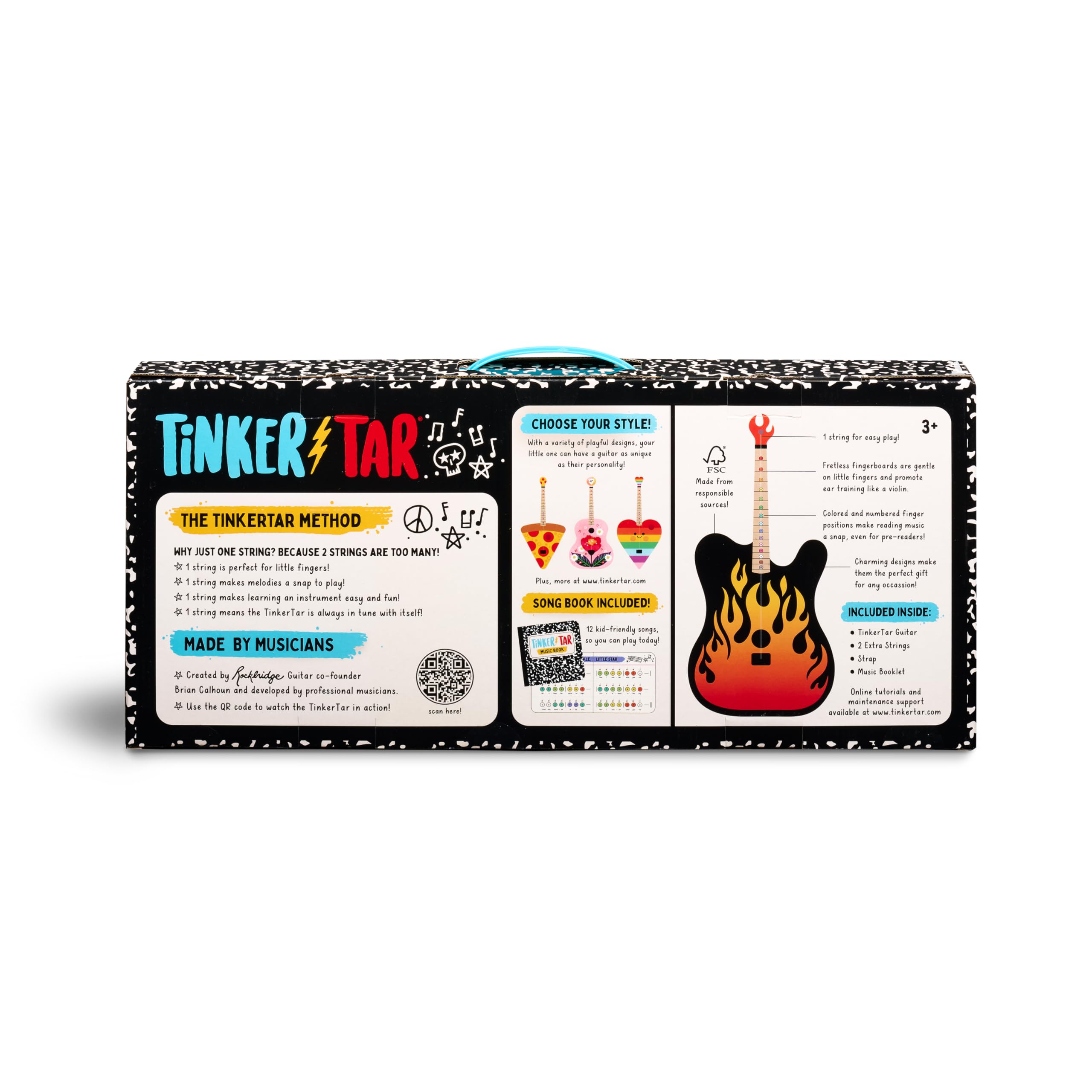TinkerTar - Flame Electric Guitar - The Easiest Way to Start and Learn Guitar - 1 Stringed Toy Instrument for Kids Perfect Intro to Music for Young Kids Ages 3 and up - from Buffalo Games