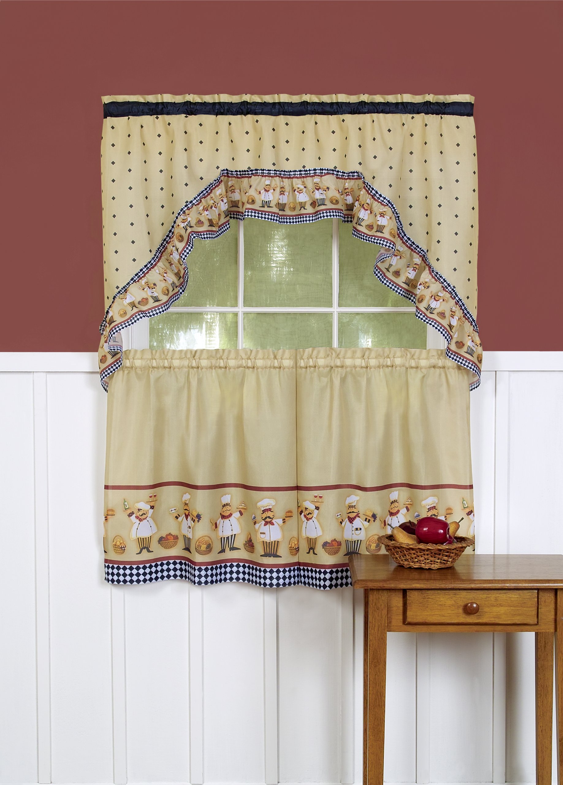 Achim Home Furnishings Cucina - Printed Tier & Swag Set - 57x36