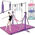 FC FUNCHEER Foldable Gymnastics Bar,5FT Horizontal bar,Adjustable Kids Training bar for Kids Ages 3-15,Kids Gymnastics bar,Triangle Stable Structure-Gym Equipment for Home