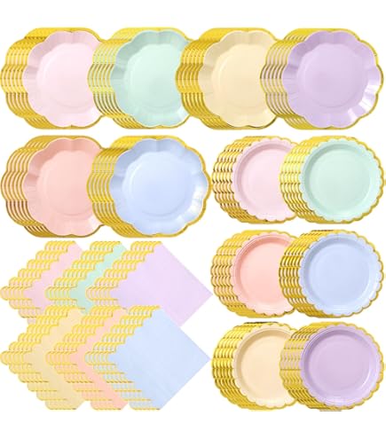 48 Pcs 7" Pink Gingham Paper Plates Light Pink & White Scalloped Checkered Party Plates, Pastel Plaid Dessert Table Supplies For BBQ Gathering Picnic Baby Shower Birthday Dinner Party Tableware