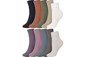 Eurzom 10 Pairs Women Velvet Thermal Socks Winter Warm Fleece Cozy Crew Sock Slim Warm Stockings for Snow and Cold Weather