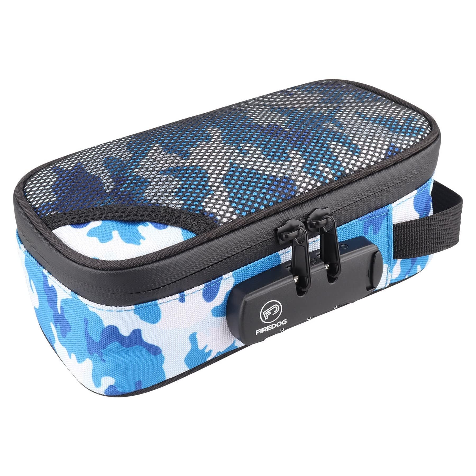 FIREDOG Smell Proof Bag with Combination Lock (Blue Camo, 8x4x2.75 Inch)