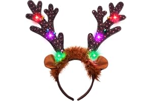 JOYIN Christmas Light Up Cute Reindeer Headband Adult Kids Party Favor Supplies, Xmas Accessories for Christmas Holiday Parties, Annual Holiday, Photos Booth