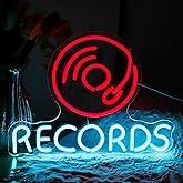 Noasktt Vinyl Records Neon Sign, Neon Lights For Wall Decor, Funky Music Led Wall Decor, Aesthetic Grunge Neon Sign Room Decor -Energize Your Space With Magical Ambiance(16.5 X 12.6 inch)