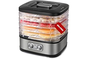 COMMERCIAL CHEF Food Dehydrator with 5 Adjustable Height Trays, Stainless Steel Food Dehydrator Machine for Beef Jerky, Dehyd