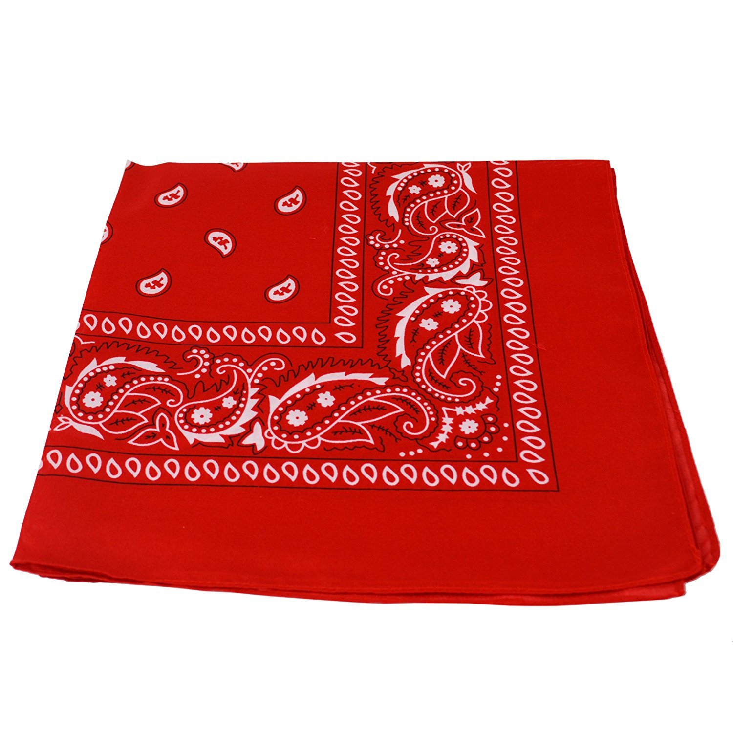 Girlyshop Black and White Paisley Pattern Scarf on Both Sides Red, Pack of 2